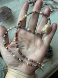 Faceted Spinel & Baroque Fresh Water Pearl Sterling Silver Beaded Necklace