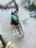 Clear Quartz & Tibetan Turquoise Copper Necklace