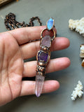 Raw Kunzite/ Facted Amethyst/ Raw Vera Cruz Point/ Labradorite Copper Necklace