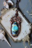 Labradorite/ Quartz/ Faceted Garnet Copper Necklace