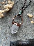 Tibetan Quartz And Green Tourmaline Copper Necklace