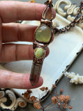 Golden Rutile/ Prehinite/ Tibetan Turquoise/ Smoky Quartz Copper Necklace
