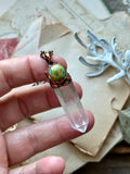 Green Phantom Quartz Point/ Tibetan Turquoise Copper Necklace