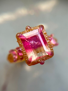 Bicolor Tourmaline & Pink Sapphire Bespoke Custom Ring