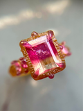Bicolor Tourmaline & Pink Sapphire Bespoke Custom Ring