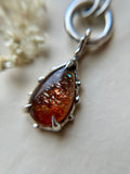 Sunstone/ Rutile/ Hessonite Garnet Sterling Silver Necklace
