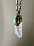 Clear Quartz & Tibetan Turquoise Copper Necklace