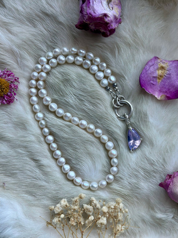 Pearl & Lavender Quartz Sterling Silver Necklace