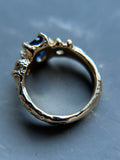 Ceylon Sapphire & Diamond 14k Yellow Sold Gold Ring Size 6