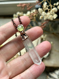 Green Phantom Quartz With Peridot Copper Necklace