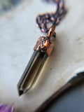 Smoky Quartz & Sunstone Copper Necklace