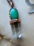 Chrysoprase/ Clear Quartz Point Copper Necklace