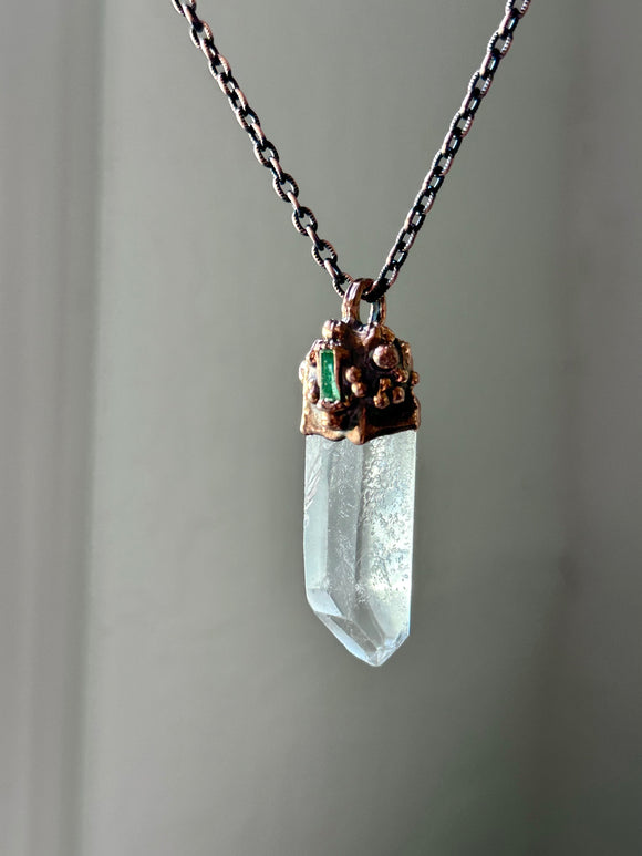 Clear Quartz & Paprok Tourmaline Copper Necklace