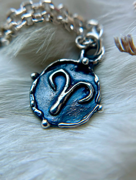 Aries Zodiac Charm Sterling Silver Necklace