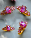 Hot Pink Milk Sapphires Bespoke Custom Ring