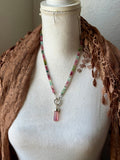 Raw Paprok Tourmaline & Watermelon Tourmaline Beaded Sterling Silver Necklace