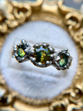 Green Parti Sapphire Sterling Silver Ring Size 6