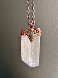 Raw Kunzite With Pink Tourmaline & Raw Tourmaline Copper Necklace