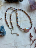 Faceted Spinel & Baroque Fresh Water Pearl Sterling Silver Beaded Necklace
