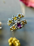 Pink & Yellow Sapphire Sterling Silver Ring Size 7