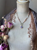 Pearl, Faceted Amethyst & Lavender Quartz Sterling Silver Necklace