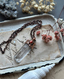 Clear Quartz Point & Hessonite Copper Necklace
