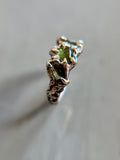 Abstract Green Sapphire Sterling Silver Ring Size 6.25