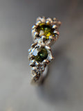 Green Parti Sapphire Sterling Silver Ring Size 6