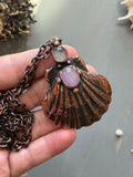 Kyanite/ Rainbow Moonstone/ Sea Shell Copper Necklace