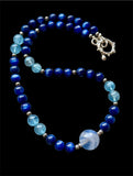 High Quality Kyanite/ Aquamarine/ Kyanite In Quartz Sphere Beaded Sterling Silver Necklace