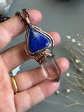 Lapis Lazuli/ Rare Silver Rutile Copper Necklace