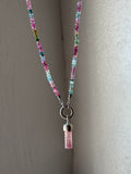 Raw Paprok Tourmaline & Watermelon Tourmaline Beaded Sterling Silver Necklace