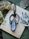 Rare Dumortierite/ Raw Hessonite Garnet/ Herkimer Diamond/ Tourmaline Copper Necklace