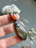 Labradorite & Orange Kyanite Copper Necklace