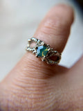 Green Opalescent Sapphire 18k White Gold Ring 0.63ct
