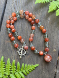 High Quality Sunstone Beaded Sterling Silver Necklace