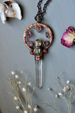 Clear Quartz/ Green Tourmaline/ Facted Citrine/ Faceted Ponk Tourmaline/ 5 Pink Tournaline Slice Copper Necklace