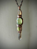 Golden Rutile/ Prehinite/ Tibetan Turquoise/ Smoky Quartz Copper Necklace