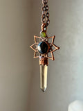 Smoky Quartz, Onyx, Peridot Copper Necklace