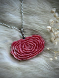 Carved Flower Rhodonite Sterling Silver Necklace