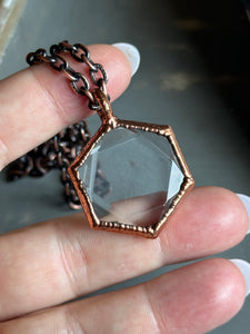 Clear Quartz Hexagon Copper Necklace