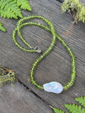 Peridot & Pearl Beaded Sterling Silver Necklace