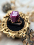 Faceted Ruby Copper Ring Size 8.5