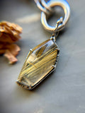 Golden Rutile & Hessonite Garnet Beaded Sterling Silver Necklace
