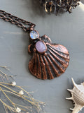 Kyanite/ Rainbow Moonstone/ Sea Shell Copper Necklace