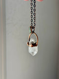 Tibetan Quartz And Green Tourmaline Copper Necklace