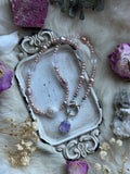 Pearl, Faceted Amethyst & Lavender Quartz Sterling Silver Necklace