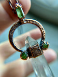 Double Terminated Tibetan Quartz/Green Garnet/ Peridot Copper Necklace