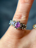 Milk Sapphire Crown Sterling Silver Ring Size 6.5