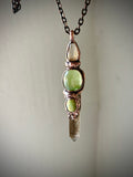 Golden Rutile/ Prehinite/ Tibetan Turquoise/ Smoky Quartz Copper Necklace